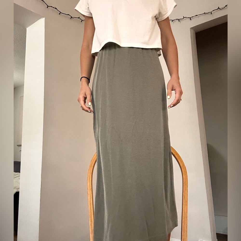 Green long skirt